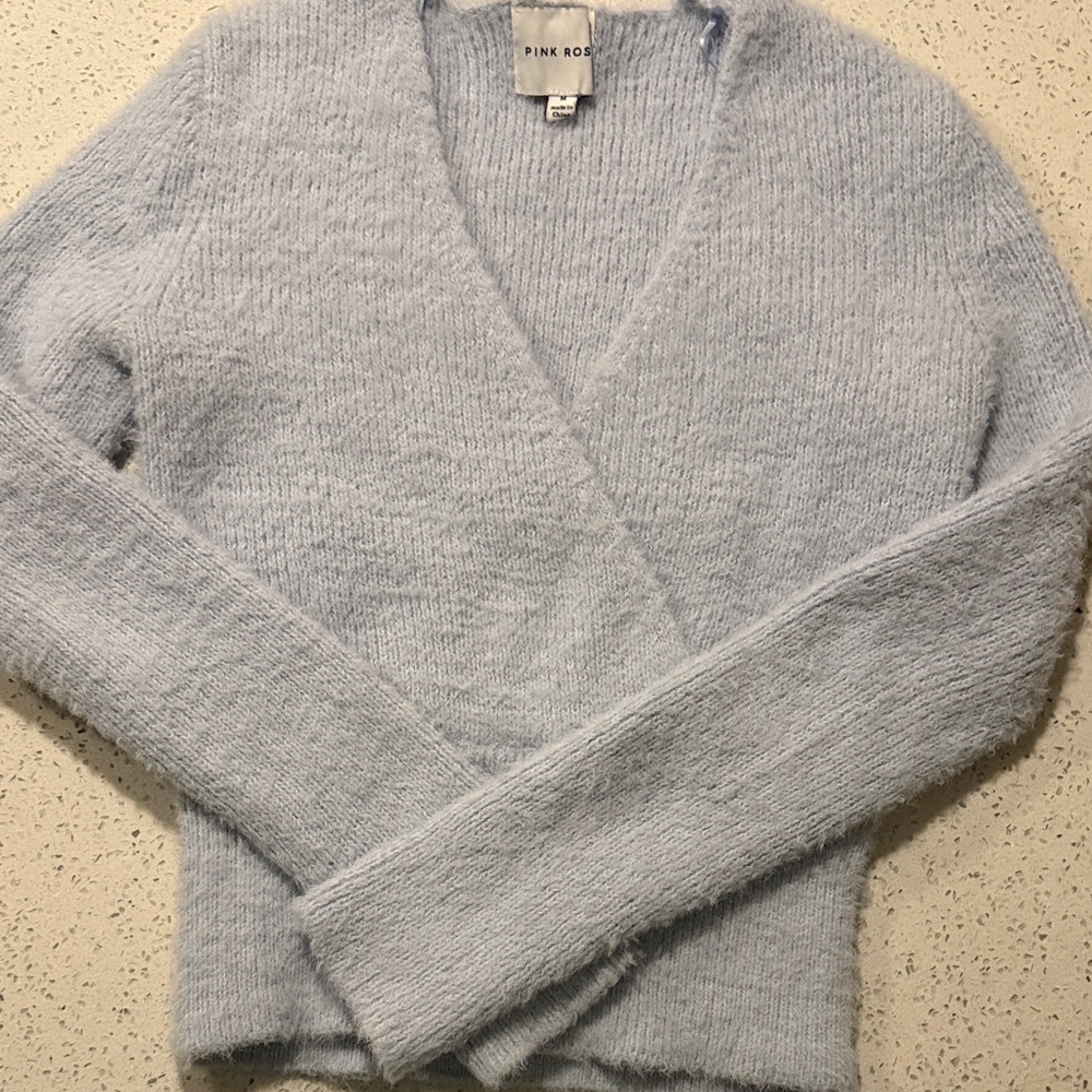 Pink Rose Women's Soft Blue V-Neck Sweater